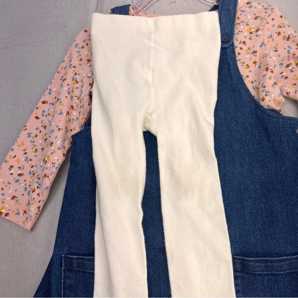 Baby 3-Piece Tee & Chambray Jumper Set SIZE 24M‎